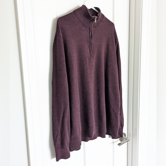 GAP 100% Merino Wool Pullover Quarter Zip - Maroon sz XXL - Picture 2 of 5